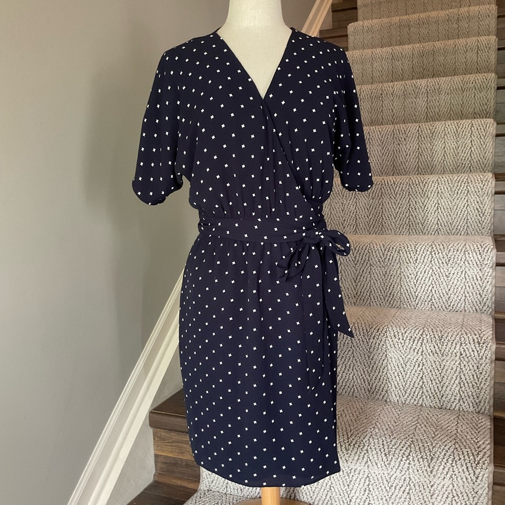 Ann Taylor Navy Dot Wrap Dress MP